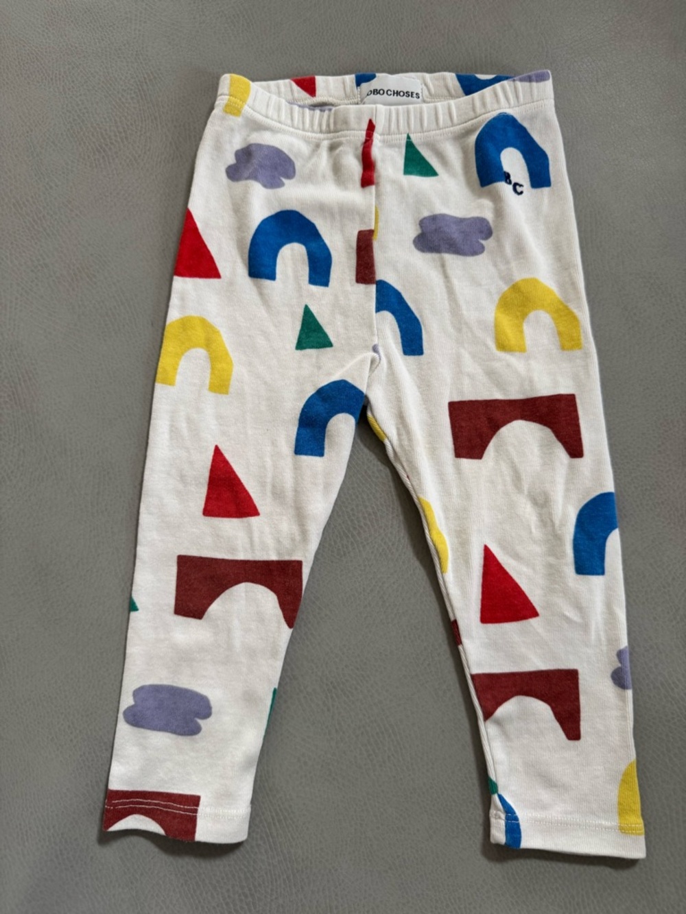 Bobo Choses White Leggings with Multicolor Geometric Shapes